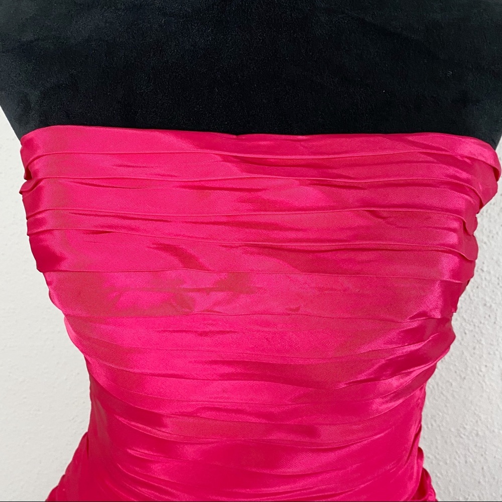 Vintage TADASHI fuschia taffeta strapless dress - Picture 8 of 13